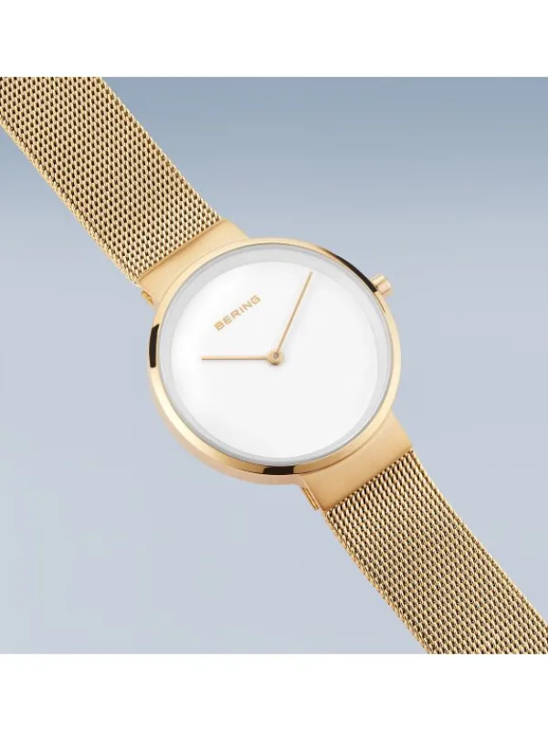 BERING Damenuhren-Classic gold mit Milanaise Armband 14531-334