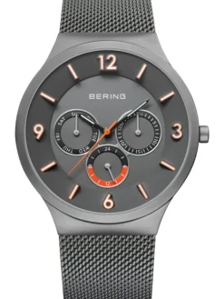 BERING Herrenuhren-Multifunktionsuhr mit Milanaise Armband Grau 33441-377