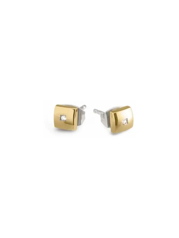 Boccia Titanium Ohrschmuck-Ohrstecker Titan eckig Brillant goldf. 5050-03