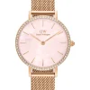 Daniel Wellington Damenuhren-Petite Lumine Kristall Perlmutt Rosa 28mm DW00100663