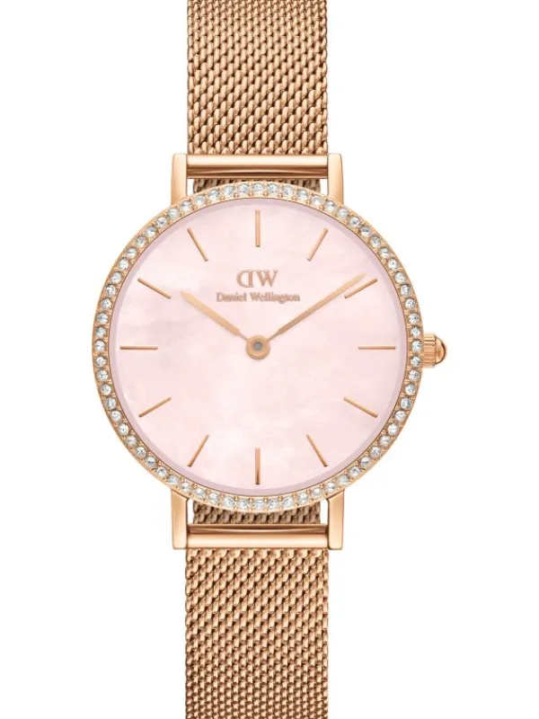 Daniel Wellington Damenuhren-Petite Lumine Kristall Perlmutt Rosa 28mm DW00100663
