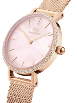 Daniel Wellington Damenuhren-Petite Lumine Kristall Perlmutt Rosa 28mm DW00100663