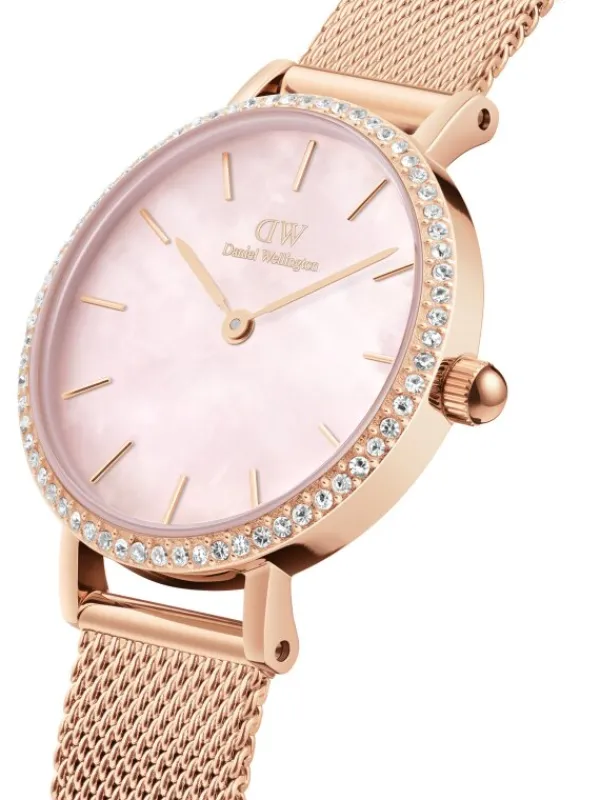 Daniel Wellington Damenuhren-Petite Lumine Kristall Perlmutt Rosa 28mm DW00100663