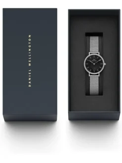 Daniel Wellington Damenuhren-Petite Lumine Kristall Perlmutt Schwarz 28mm DW00100661