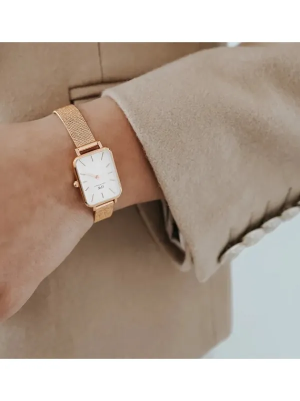 Daniel Wellington Damenuhren-Quadro Melrose Weiß Roségold DW00100431