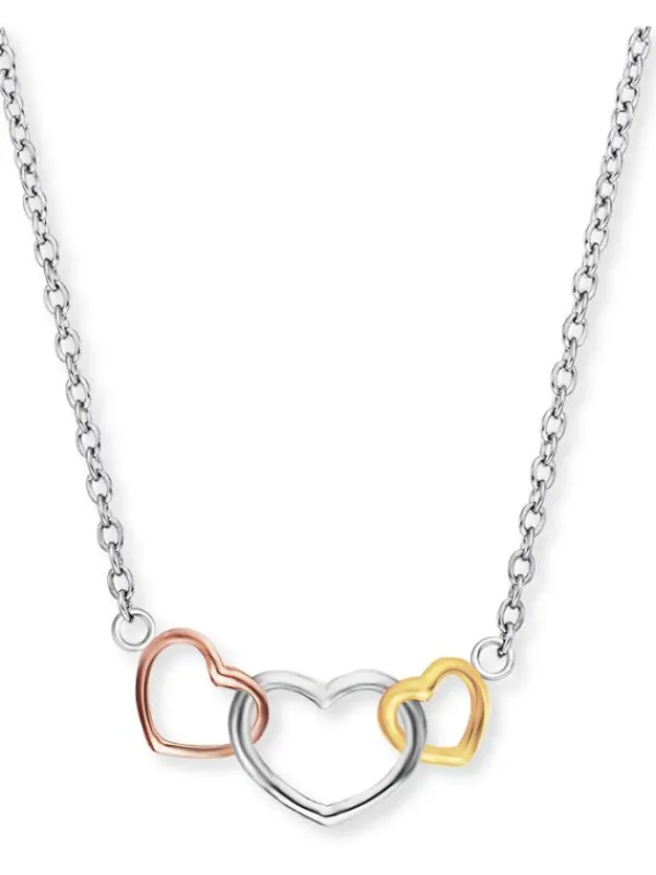 ENGELSRUFER Halsketten + Collier-Ankerkettchen 3 Herzen Silber Tricolor ERN-WITHLOVE-03