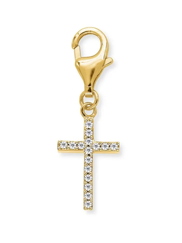 ENGELSRUFER Charms-Charm Kreuz goldf. mit Zirkonia ERC-LILCROSS-ZI-G