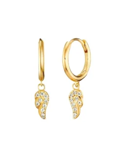 ENGELSRUFER Ohrschmuck-Creole Flying Wings goldfarben mit Zirkonia ERE-FLYWING1-ZI-G-CR