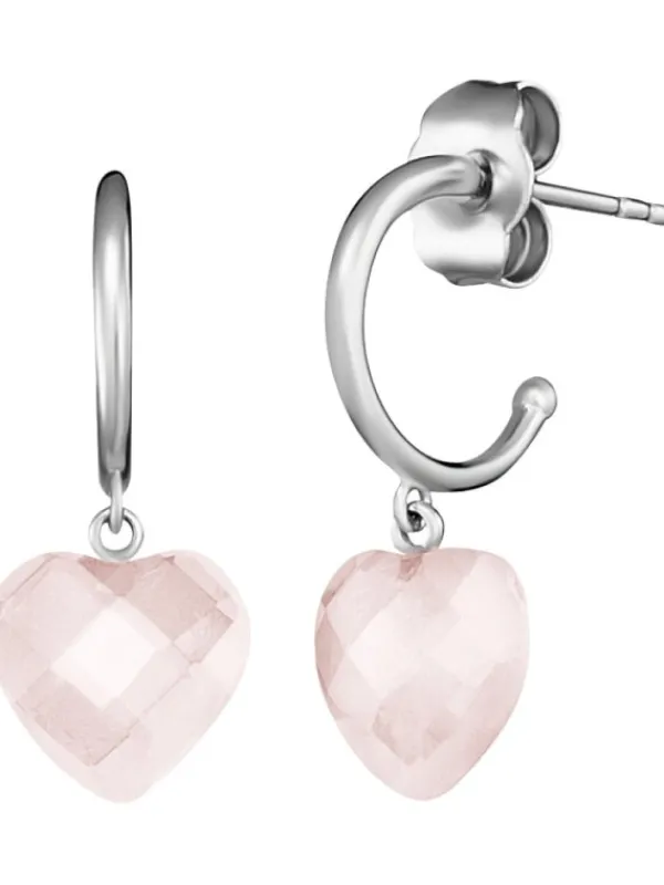 ENGELSRUFER Ohrschmuck-Creole Herz mit Rosenquarz ERE-HEART-RQ-CR