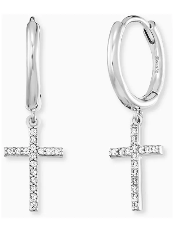 ENGELSRUFER Ohrschmuck-Creole Kreuz Silber mit Zirkonia ERE-LILCROSS-ZI-CR