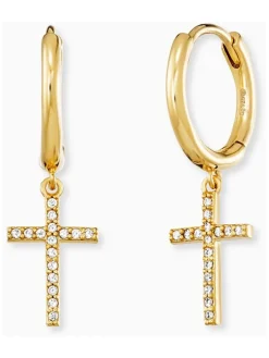 ENGELSRUFER Ohrschmuck-Creole Kreuz goldf. mit Zirkonia ERE-LILCROSS-ZI-G-CR