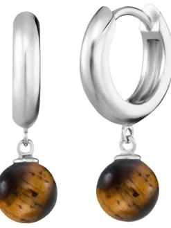 ENGELSRUFER Ohrschmuck-Creole Powerful Stone Tigerauge ERE-TE-CR