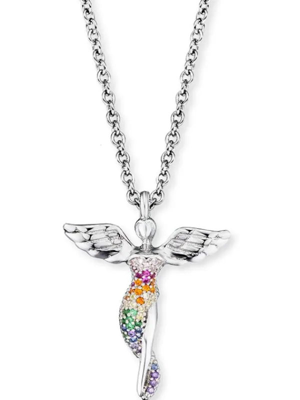 ENGELSRUFER Halsketten + Collier-Kette Engel Silber mit Zirkonia Multicolor ERN-LILANGEL-ZIM