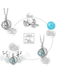 ENGELSRUFER Halsketten + Collier-Kette Klangkugel mit Flügel türkis perlmutt ERN-ER23-26-XS
