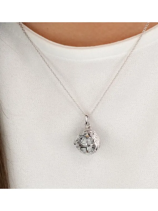 ENGELSRUFER Halsketten + Collier-Kette Klangkugel mit Flügel Silber perlmutt ERN-ER23-20-XS