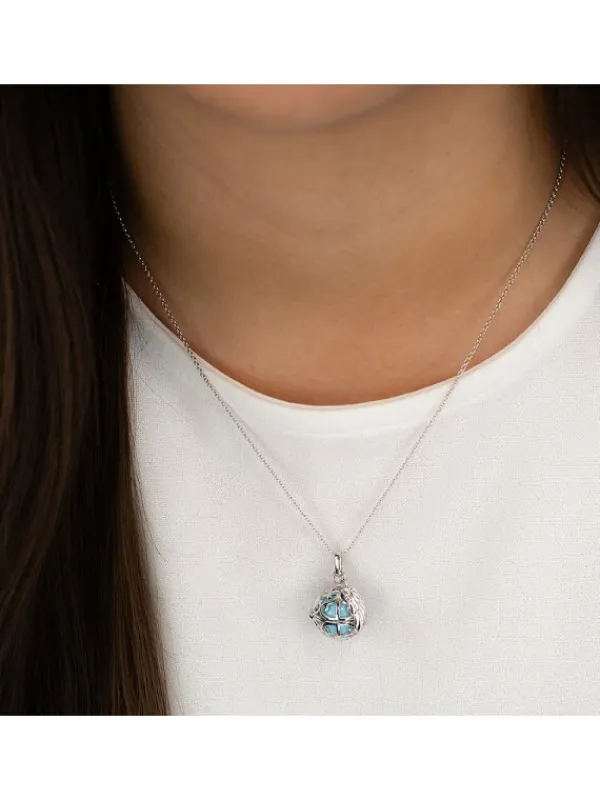 ENGELSRUFER Halsketten + Collier-Kette Klangkugel mit Flügel türkis perlmutt ERN-ER23-26-XS
