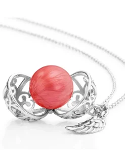 ENGELSRUFER Halsketten + Collier-Kette Klangkugel mit Flügel rot perlmutt ERN-ER23-25-XS