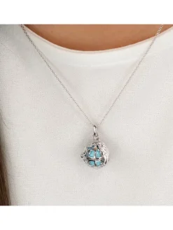 ENGELSRUFER Halsketten + Collier-Kette Klangkugel mit Flügel türkis perlmutt ERN-ER23-26-XS