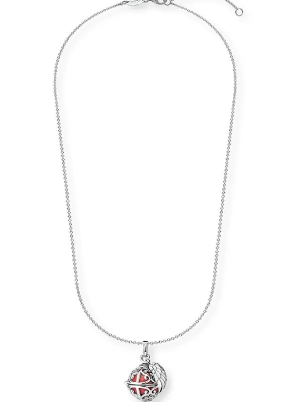 ENGELSRUFER Halsketten + Collier-Kette Klangkugel mit Flügel rot perlmutt ERN-ER23-25-XS