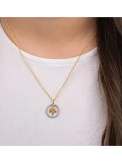 ENGELSRUFER Halsketten + Collier-Kette Lebensbaum Bicolor mit Zirkonia ERN-LILTREE-ZI-G