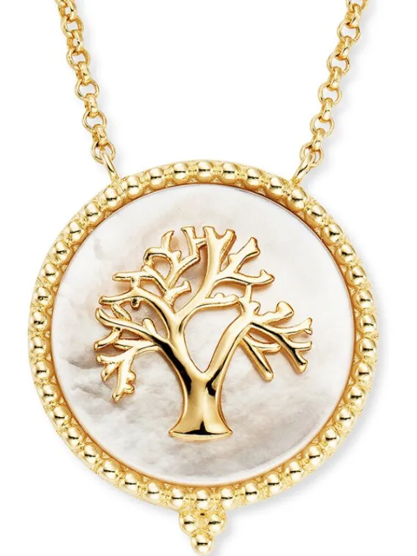 ENGELSRUFER Halsketten + Collier-Kette Lebensbaum Silber goldf. Perlmutt ERN-LILTREE-PE-G