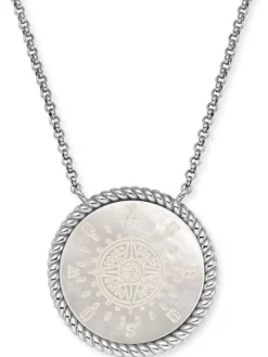 ENGELSRUFER Halsketten + Collier-Kette Windrose Ornament Silber mit Perlmutt ERN-ORNAWINDR-PE