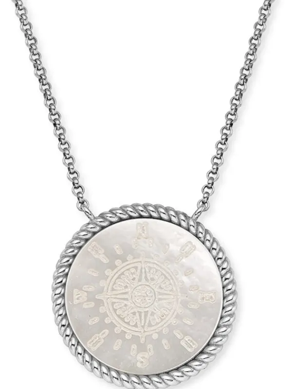 ENGELSRUFER Halsketten + Collier-Kette Windrose Ornament Silber mit Perlmutt ERN-ORNAWINDR-PE