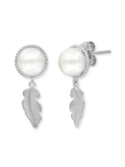 ENGELSRUFER Ohrschmuck-Ohrstecker Feder und Perlen Silber ERE-GLORY-FEDER-ST