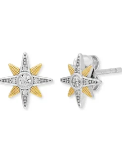 ENGELSRUFER Ohrschmuck-Ohrstecker New Star Silber Bicolor mit Zirkonia ERE-NEWSTAR-ZI-BI-ST