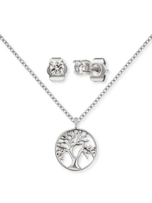 ENGELSRUFER Ohrschmuck | Halsketten + Collier-Set Halskette Ohrringe Lebensbaum ERMT-LILTREE