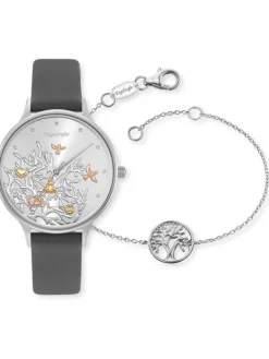 ENGELSRUFER Damenuhren-Set Uhr Lebendbaum und Silberarmband ERWO-TREE-03