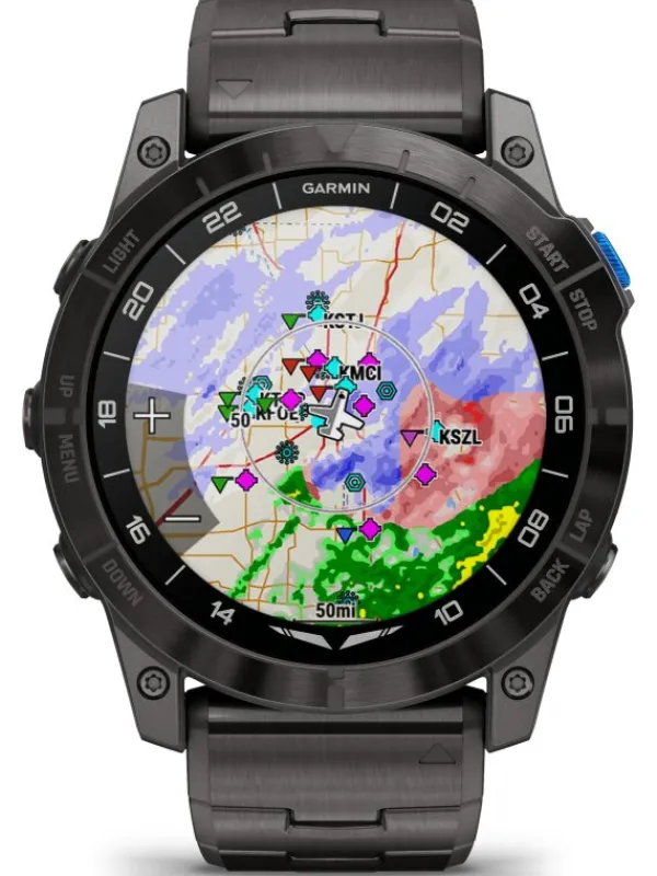 GARMIN Smartwatches | Herrenuhren-D2™ Mach 1 Pro, 51mm, Piloten-Smartwatch Titan-Armband 010-02804-81