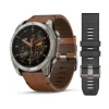 GARMIN Smartwatches-fēnix® 8 - 51 mm AMOLED Sapphire Graphit/Carbongrau Titan Lederarmband 010-02905-40