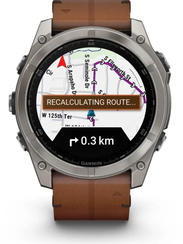 GARMIN Smartwatches-fēnix® 8 - 51 mm AMOLED Sapphire Graphit/Carbongrau Titan Lederarmband 010-02905-40