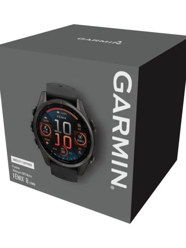 GARMIN Smartwatches | Herrenuhren-fēnix® 8 - 43 mm AMOLED Sapphire Schwarz/Carbongrau Titan 010-02903-21