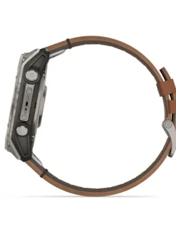 GARMIN Smartwatches-fēnix® 8 - 51 mm AMOLED Sapphire Graphit/Carbongrau Titan Lederarmband 010-02905-40
