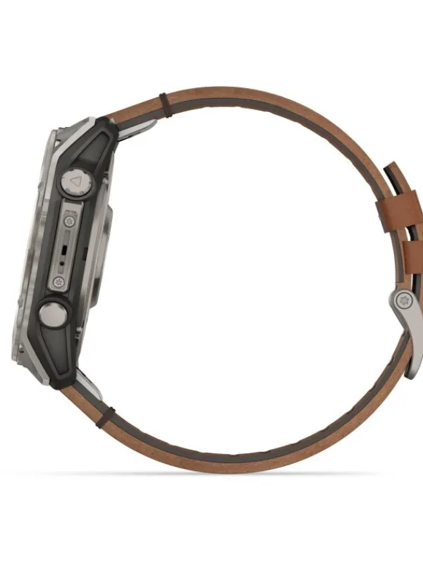 GARMIN Smartwatches-fēnix® 8 - 51 mm AMOLED Sapphire Graphit/Carbongrau Titan Lederarmband 010-02905-40
