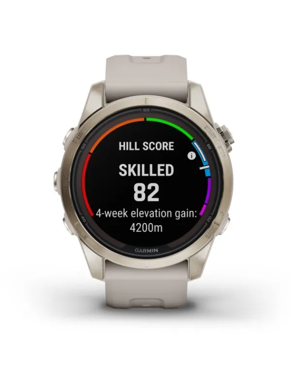 GARMIN Herrenuhren | Damenuhren-FĒNIX® 7S Pro - 42mm – Sapphire Solar Edition, Beige/Softgold Silikon 010-02776-15
