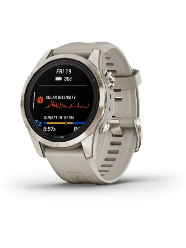 GARMIN Herrenuhren | Damenuhren-FĒNIX® 7S Pro - 42mm – Sapphire Solar Edition, Beige/Softgold Silikon 010-02776-15