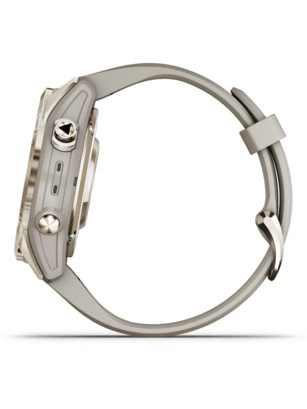 GARMIN Herrenuhren | Damenuhren-FĒNIX® 7S Pro - 42mm – Sapphire Solar Edition, Beige/Softgold Silikon 010-02776-15