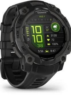 GARMIN Herrenuhren | Damenuhren-Instinct® 3 AMOLED - 45 mm, Schwarz, mit Silikon-Wechselarmband 22 mm Schwarz 010-02936-00