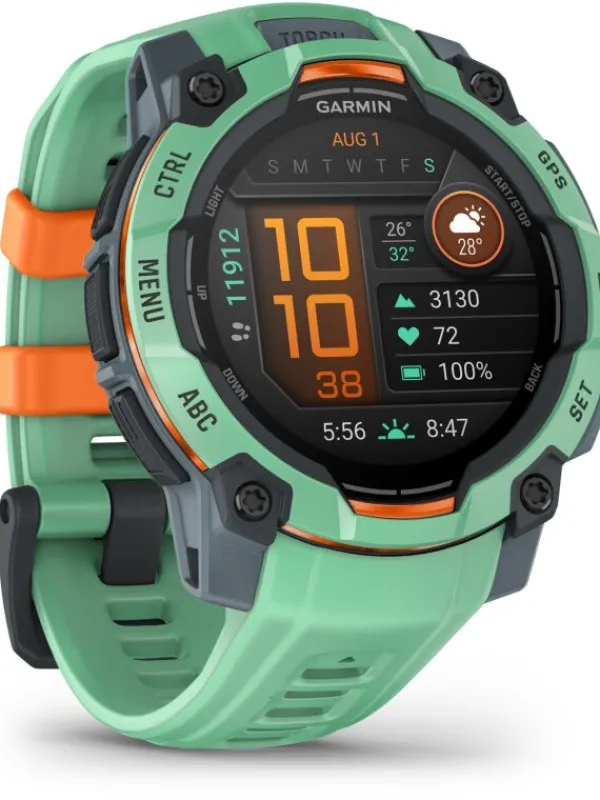 GARMIN Damenuhren-Instinct® 3 AMOLED - 45 mm, Twilight/Neo Tropic, limitiert, mit Silikon-Wechselarmband 22 mm Neo Tropic 010-02936-01