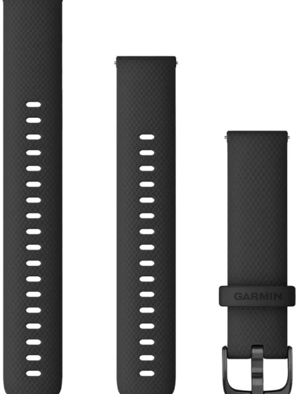 GARMIN Uhrenarmbänder-Original Quick-Relase 18 mm, Silikon, schwarz, 3-teilig, Schließe - Edelstahl einsengrau 010-12932-01