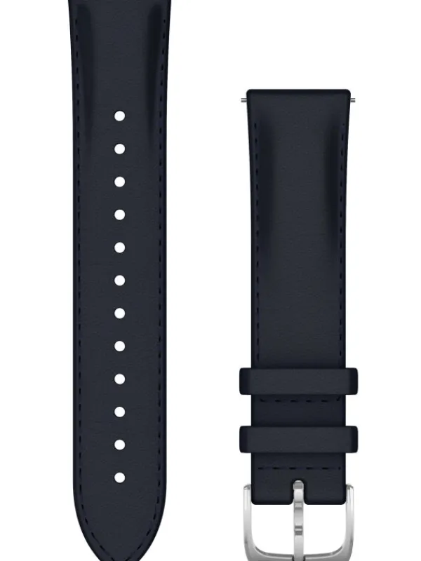 GARMIN Uhrenarmbänder-Original Quick-Relase 20 mm, Leder, marineblau mit Naht, Schließe - Edelstahl silber 010-12924-20