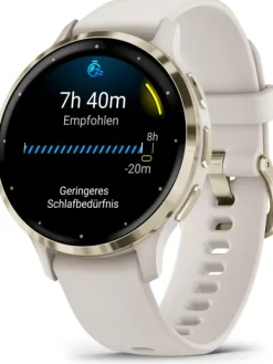 GARMIN Smartwatches | Damenuhren-Venu® 3S, 41mm, Elfenbein/Softgold Silikon-Armband 010-02785-04
