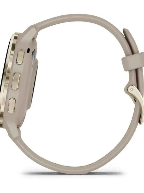 GARMIN Herrenuhren | Damenuhren-Venu® 3S, 41mm, French Gray/Softgold Silikon-Armband 010-02785-02