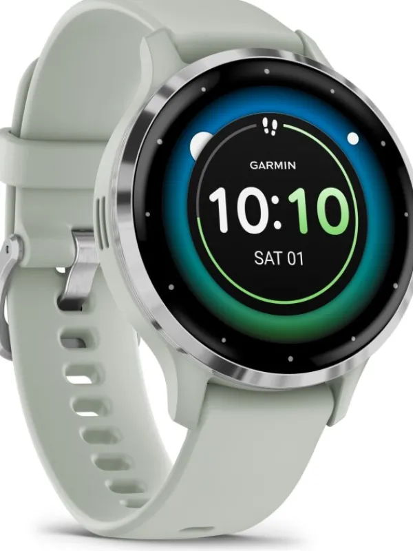 GARMIN Smartwatches | Herrenuhren-Venu® 3S, 41mm, Salbeigrau/Silber Silikon-Armband 010-02785-01