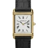 HERBELIN Damenuhren-ART DECO goldf. Leder schwarz 17478P08