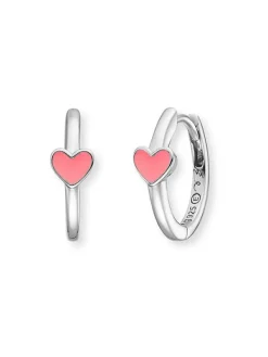 HERZENGEL Kinderschmuck-Mädchen Creole mit Herz und Emaille Pink HEE-HEART-13-CR