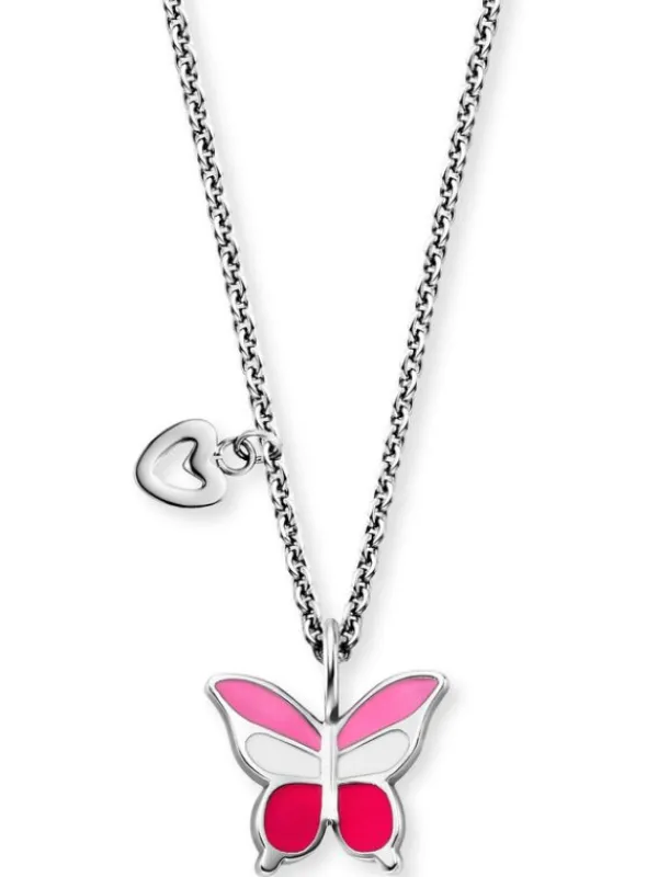 HERZENGEL Kinderschmuck-Mädchen-Kette Schmetterling Edelstahl Emaille HENS-PINKBUTTERFLY